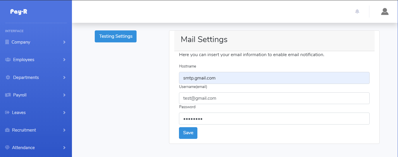 email settings